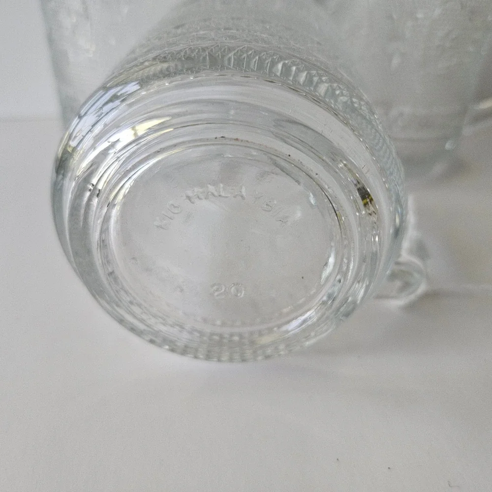 Vtg KIG Malaysia Fleur De Lis Glass Mugs - SET of 3